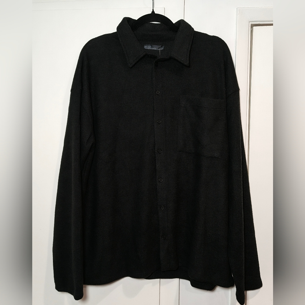 OAK + FORT Charcoal Knit Collared Shirt